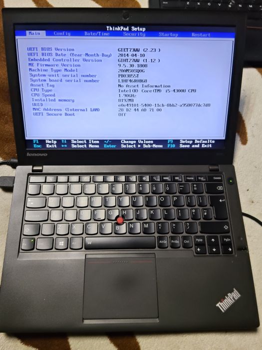 Laptop Lenovo X240 core i5-4300u ,8gb RAM ,ssd 128 GB ,12.5inch