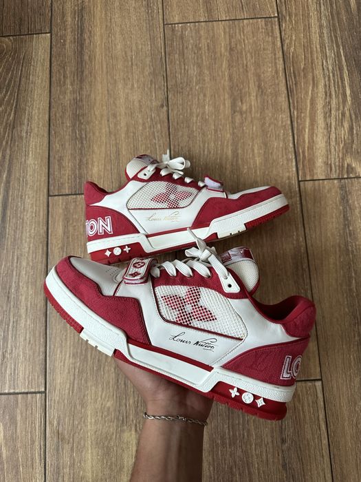 louis vuitton strap trainer red