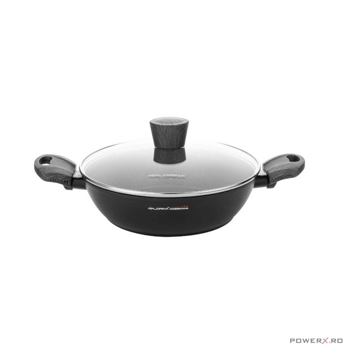 Oala din aluminiu cu invelis din marmura antiaderenta, capac din