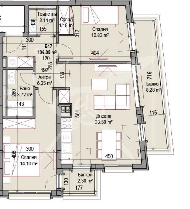 Продава се Тристаен апартамент в София, Хаджи Димитър - 106 кв.м за 1916 €/кв.м - Снимка #2