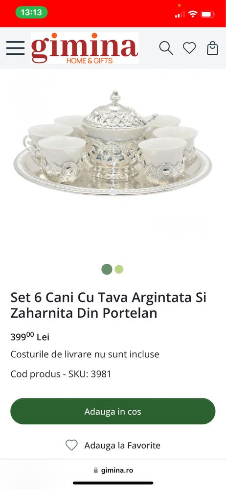 Set 6 cesti cu tava argintata si zaharnita