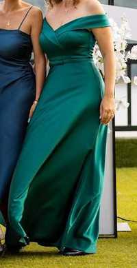 Официална рокля в петролено зелено - сатенена