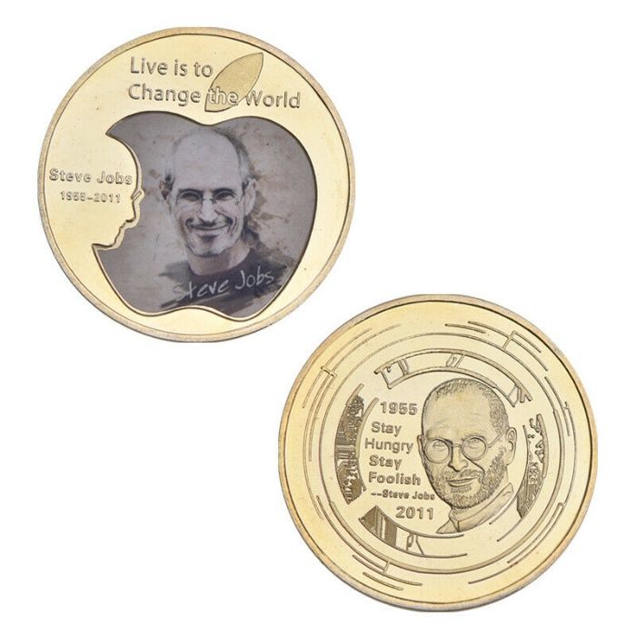 Колекционерски сет от пет монети в кутия с Apple и Стив Джобс.