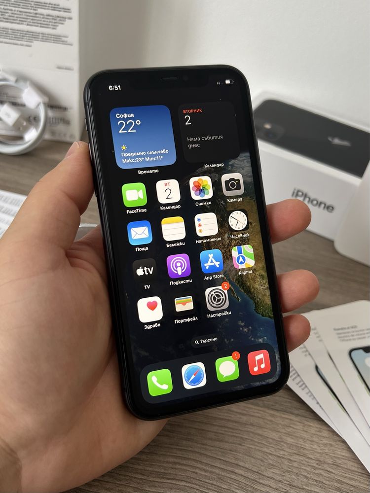 iPhone 11, 64GB, Black, 100% батерия, НЕРАЗЛИЧИМ ОТ НОВ, ГАРАНЦИЯ!