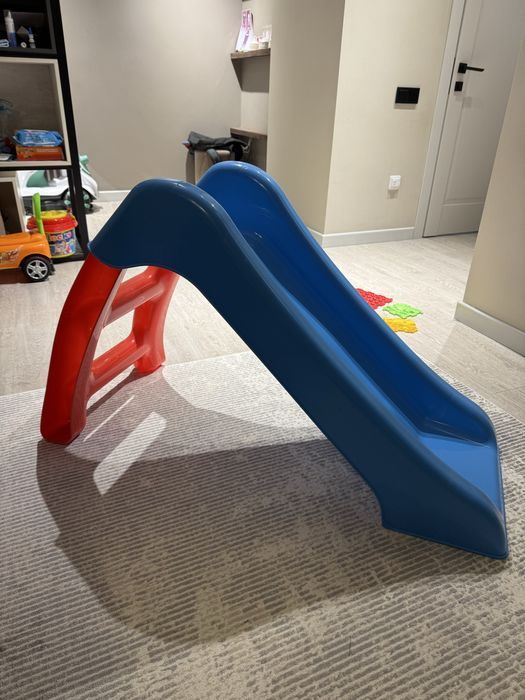 Детская пластиковая горка, цвет синий+красный