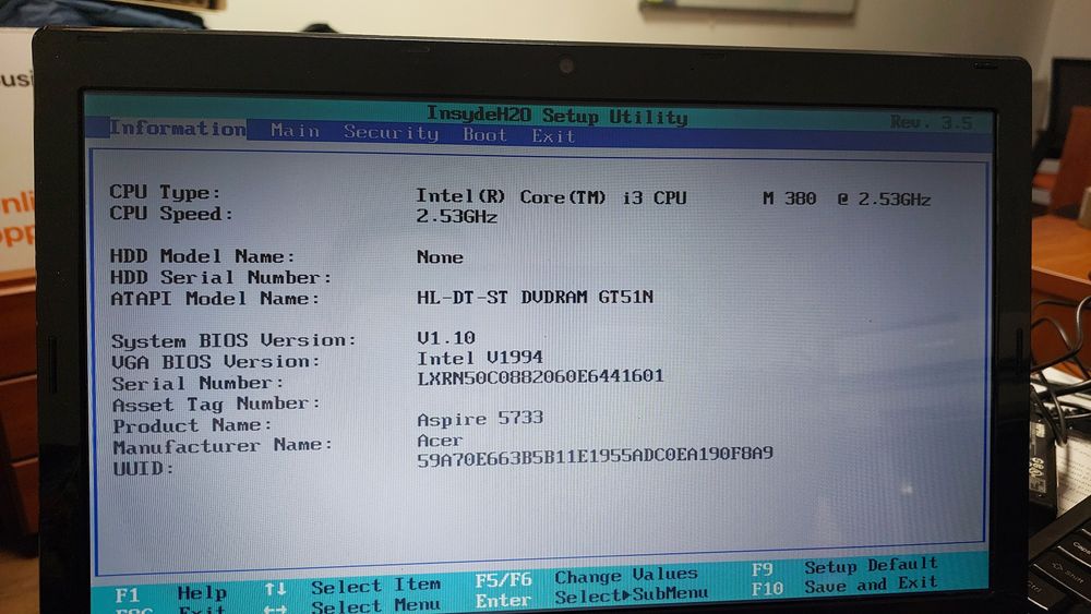 Laptop Acer Aspire 5733