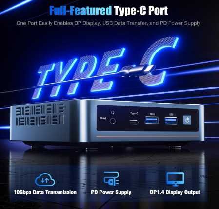 Мини компютър Trycoo Mini PC 12th N95, 16GB DDR4 512GB SSD