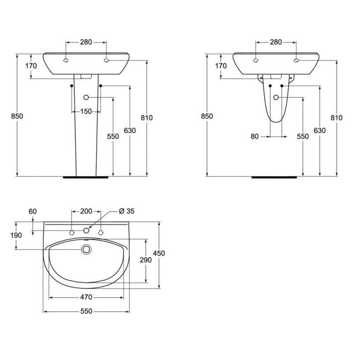 Vand lavoar Ideal Standard cu semipicior