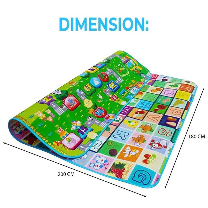 Голям детски килим за игра с 2 лица, Водоустойчив, Термоподложка