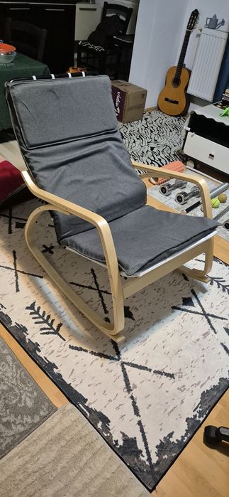Fotoliu / Balansoar Kring Wendy, lemn / material textil, Gri
