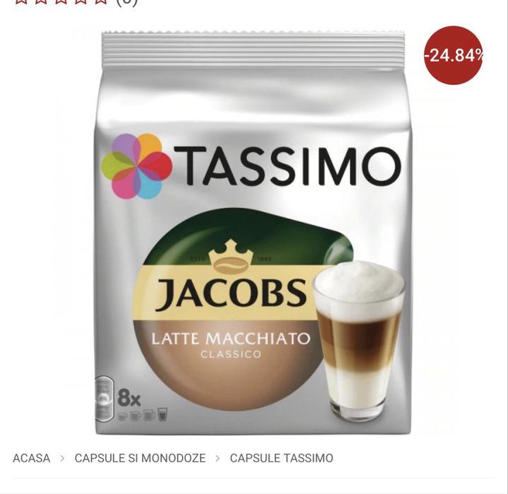8 cutii cu capsule Tassimo Latte Machiato
