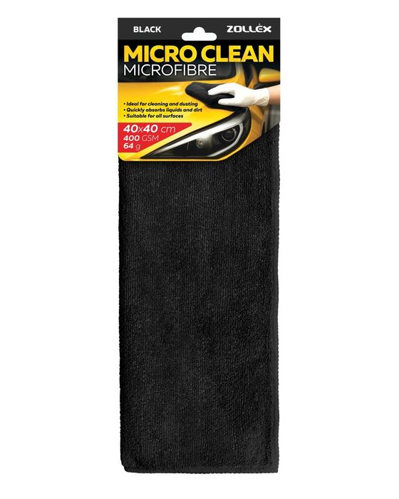 микрофибърна кърпа (черна) 40см х 40см zollex 17501