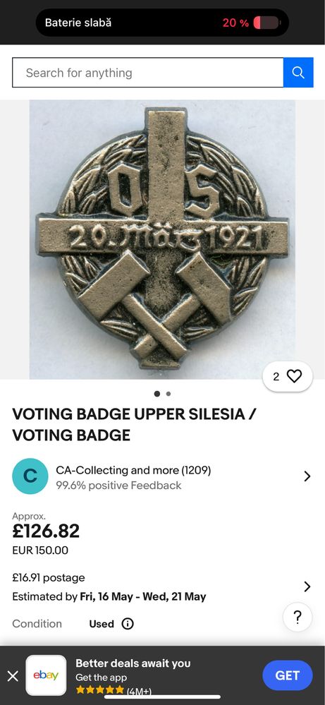 Insigna veche, germana WWII (ww2). Pentru loialitate.