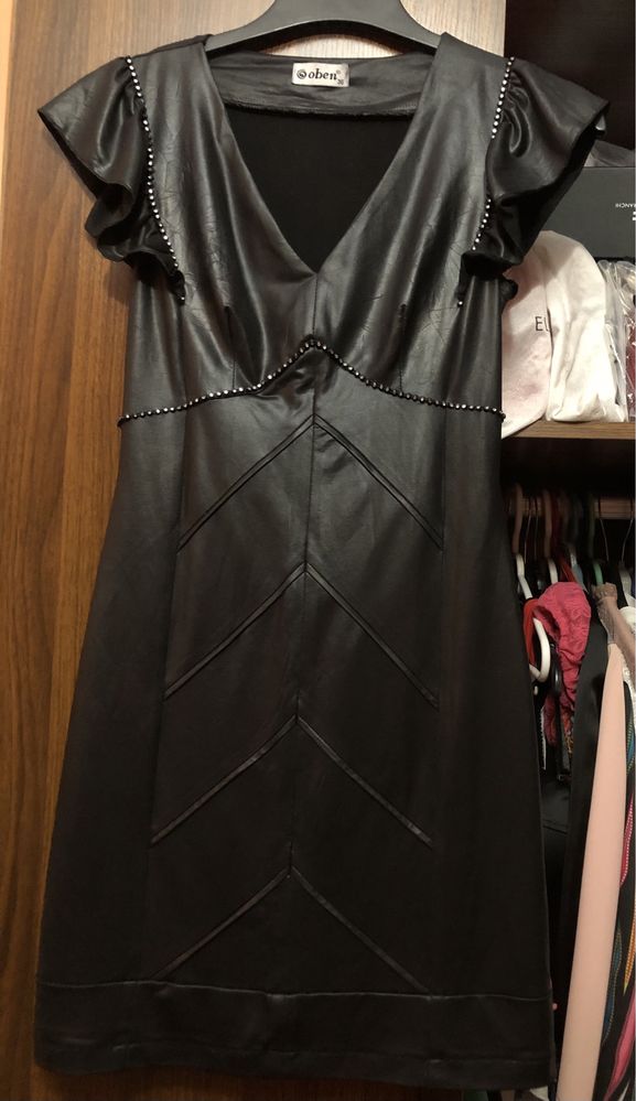 Rochie imitatie de piele subțire