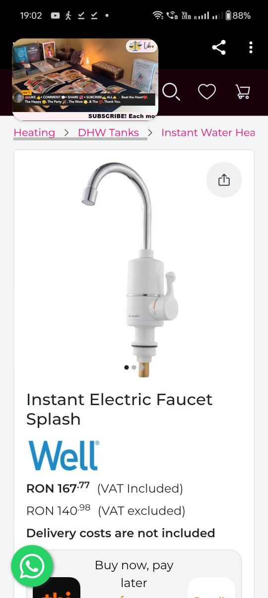 Chiuveta cu masca și geyser instant