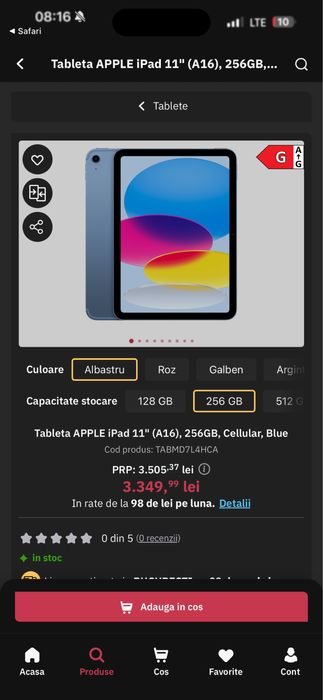 Apple Ipad A16 WiFi - 256 GB / Noua SIGILATA