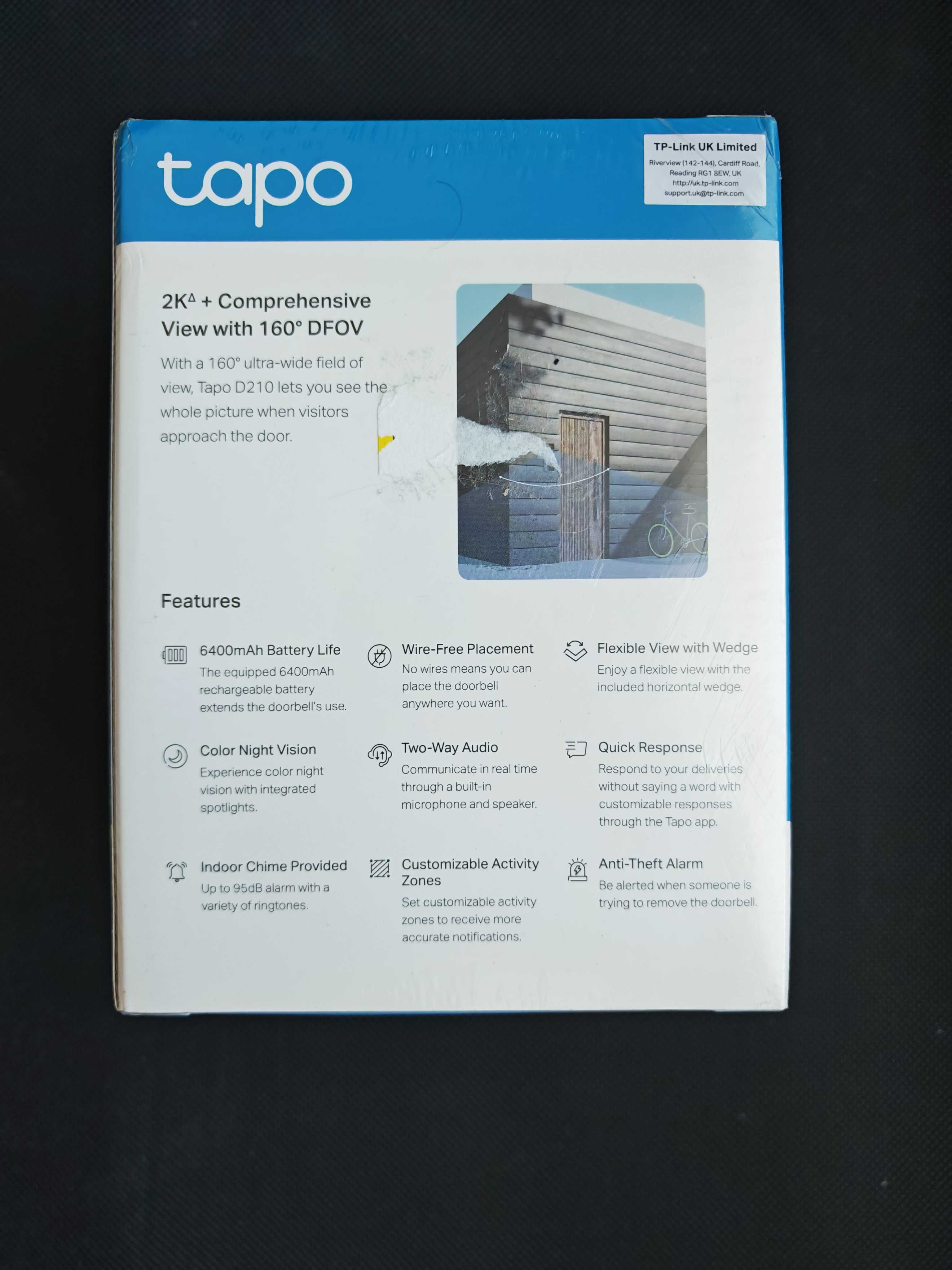 Smart Home Интелигентен видео звънец TP-Link Tapo 2k