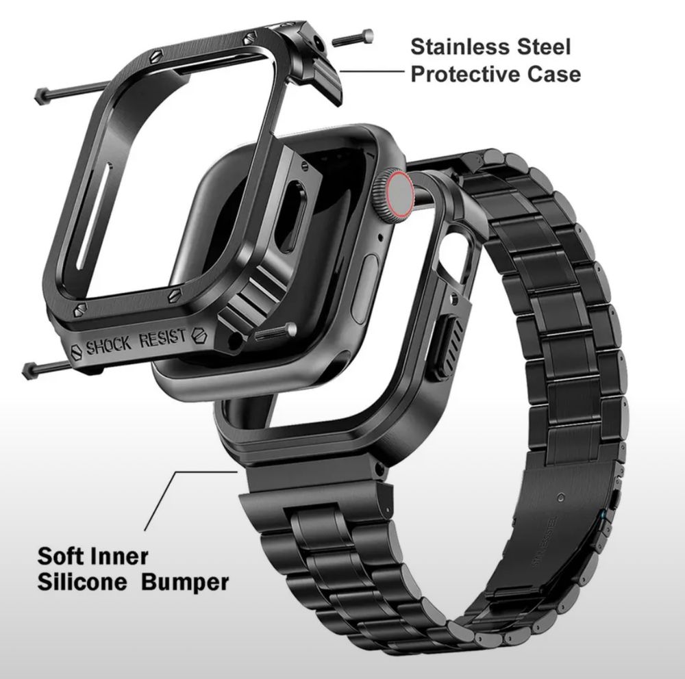 Браслет чехол стальной для Apple Watch 44 мм, mod kit