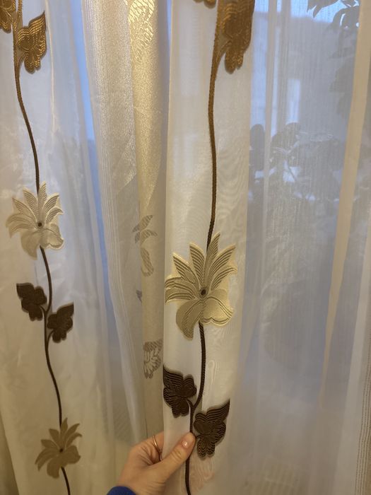 Perdea din voal bej-creme 5.45x2.35 si 4.3x2.35