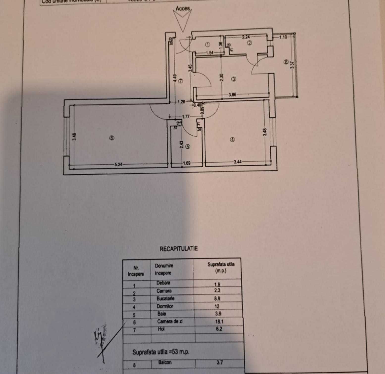 Apartamet 2 camere parter inalt, zona Nord