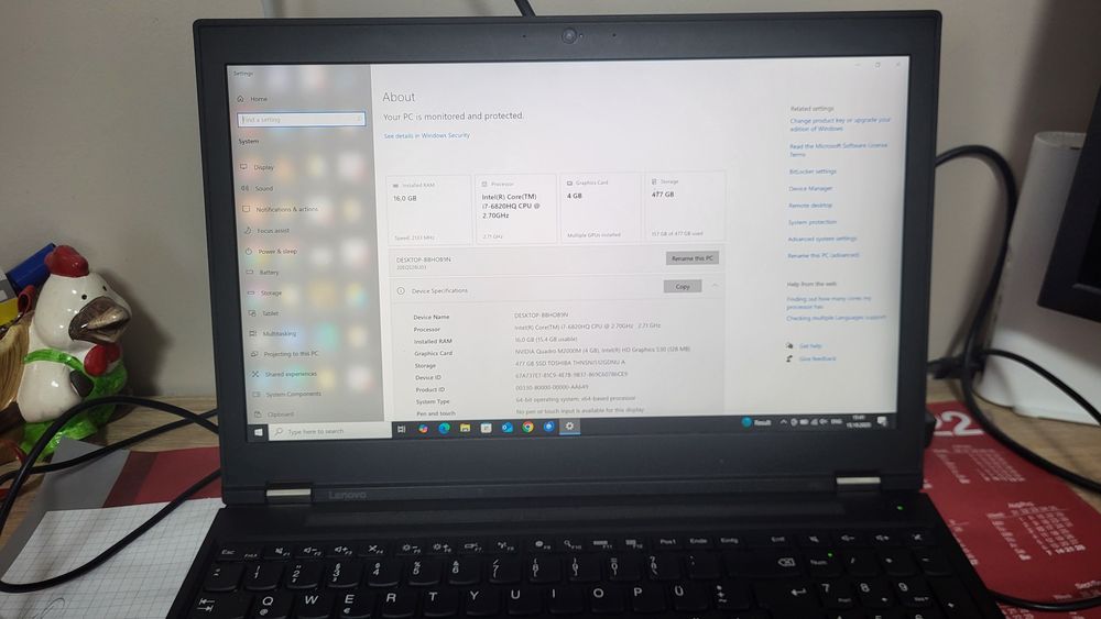Laptop gaming Lenovo Thinkpad I7 RAM 16gb Video 4GB win10
