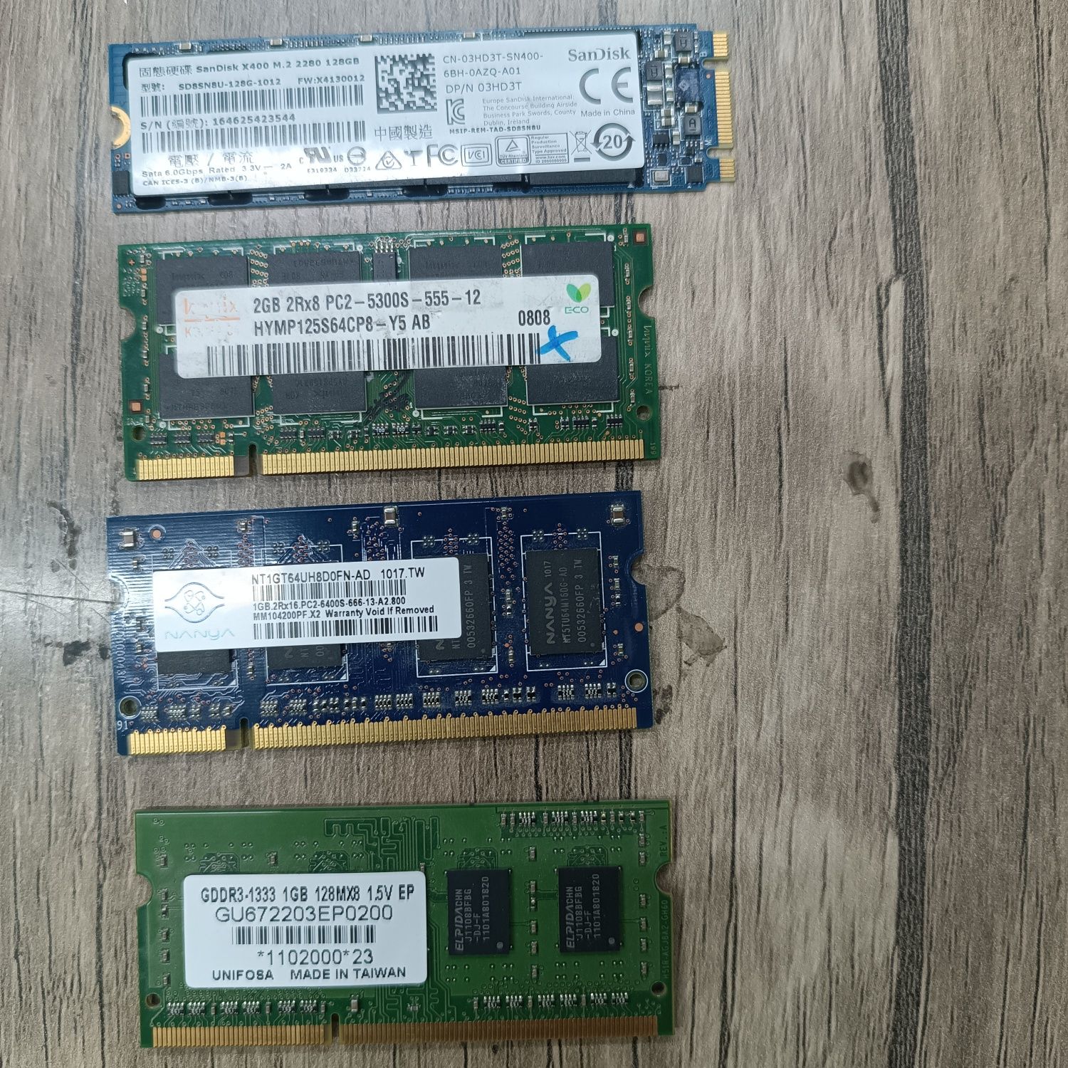 Ssd 128 ddr2-2 gb ddr3-1gb×2 ноутбучные