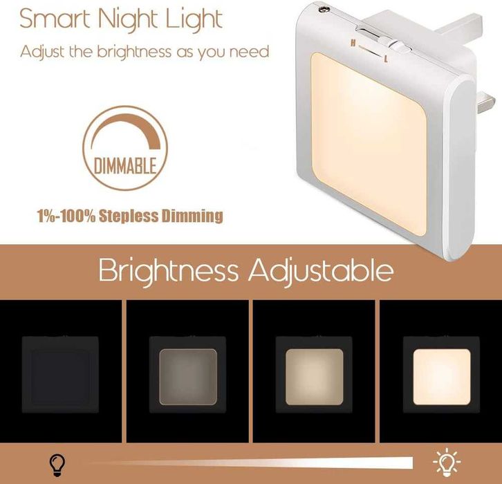Димируема нощна лампа Emotionlite, LED нощни лампи за в контакт