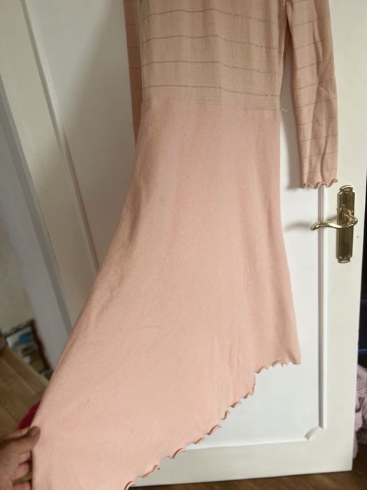 Rochie din Lana superba roz pudrat nr 38/ M cu jupa