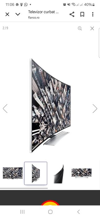 televizor curbat, Smart LED 3D, Samsung 65HU8500 164 cm