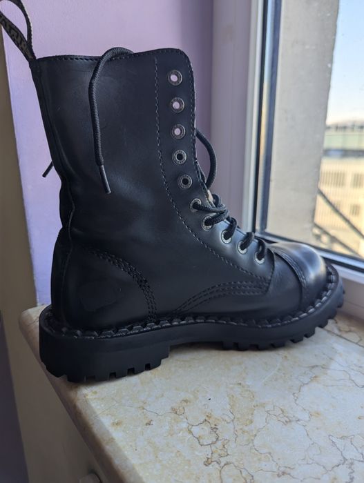 Bocanci Steel 10 inele nr 39 negri din piele