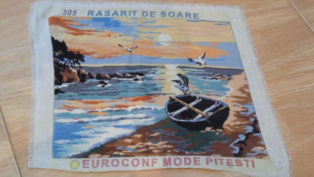 Rasarit de soare, goblen cusut manual, arta, colectie