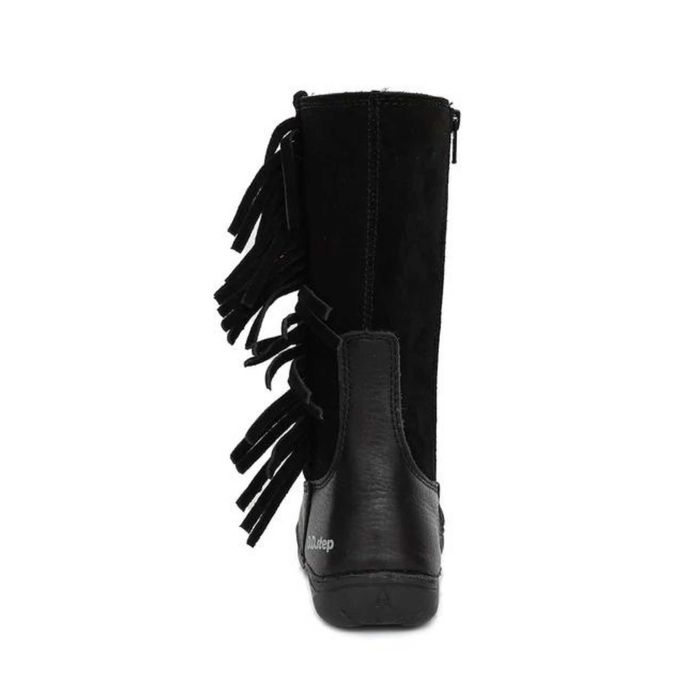 Cizme fete DD Step, din piele, cu franjuri, imblanite