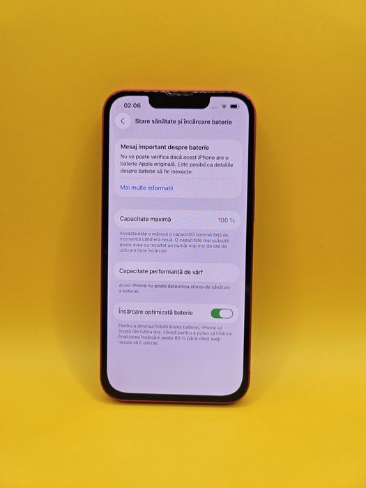 iPhone 13 Red 128 GB Sănătate Baterie 100%Baterie 100%