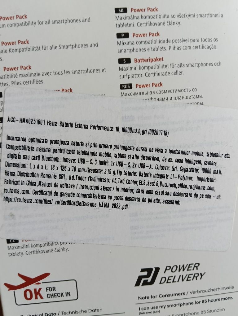 Baterie externa hama power pack