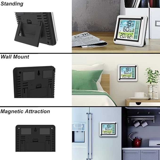Метеорологична станция, 3 безж. предавателя, обхват 60м, LCD екран