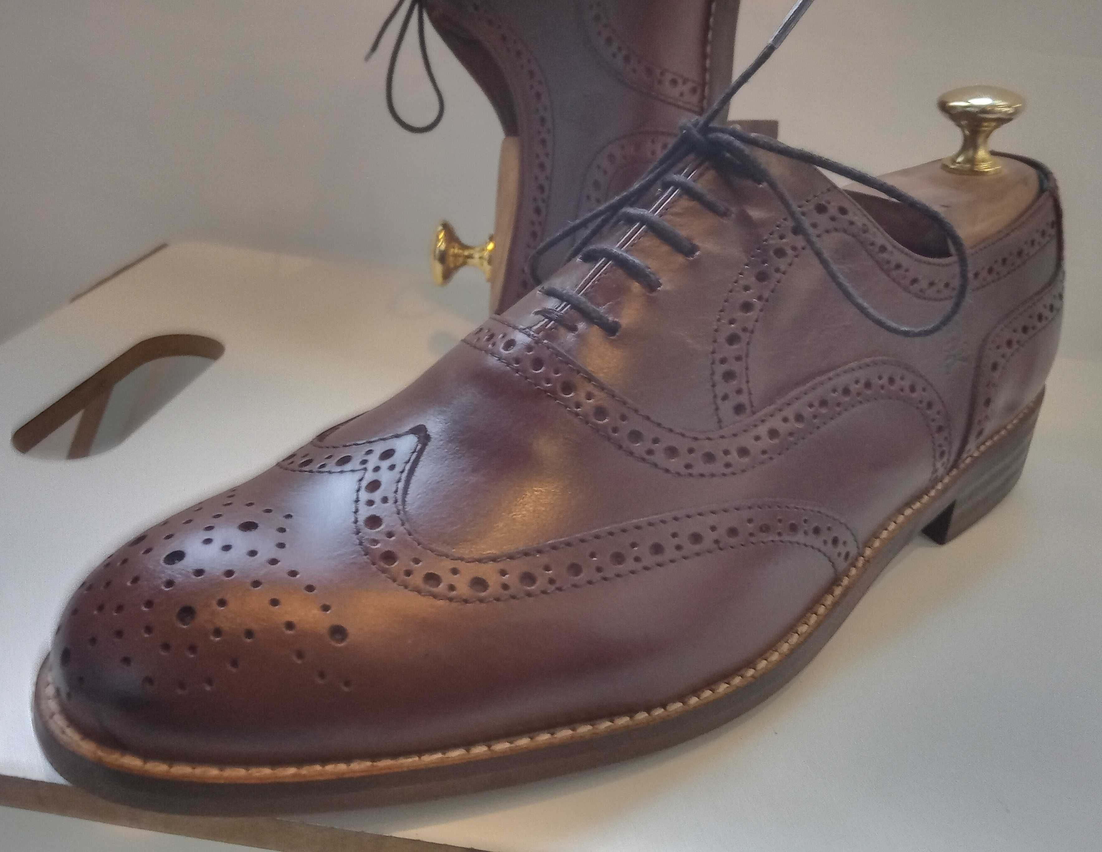 Pantofi oxford wingtip premium Scalpers Spain 40.5 41 piele naturala