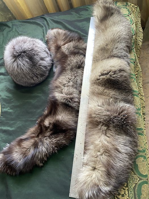 Шапка  из голубой чернобурки