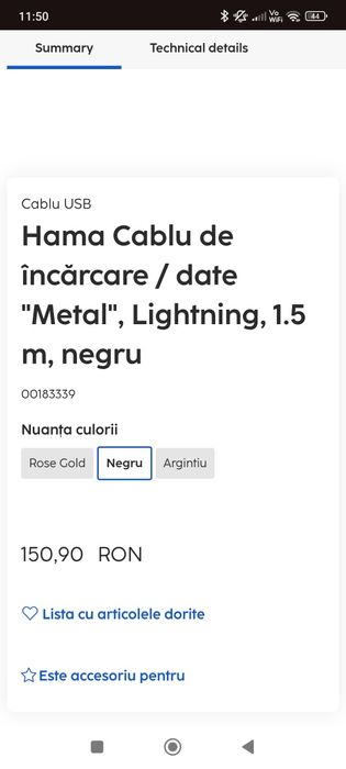 Cablu de incarcare/date Metal 1.5m Iphone