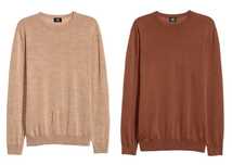 2 pulovere premium subtiri de lână H&M  bej/maro măr.S/M, noi/eticheta