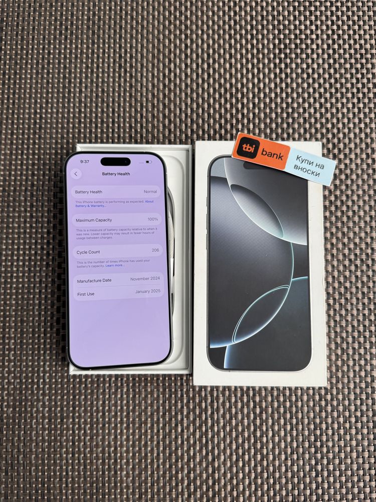 100%*Лизинг 68лв/м iPhone 16 pro White айфон 16 про 128 бял