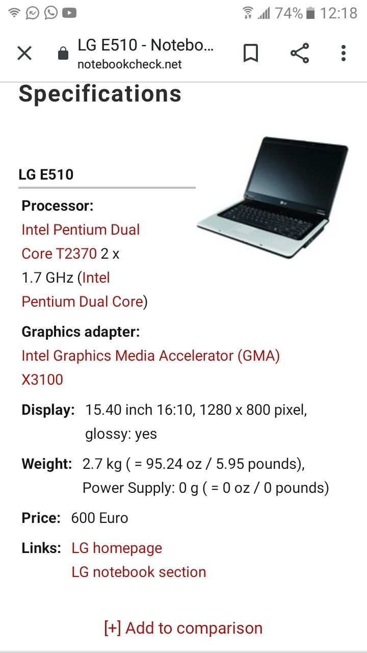 Laptop LG E51  stare perfecta 15,4 display