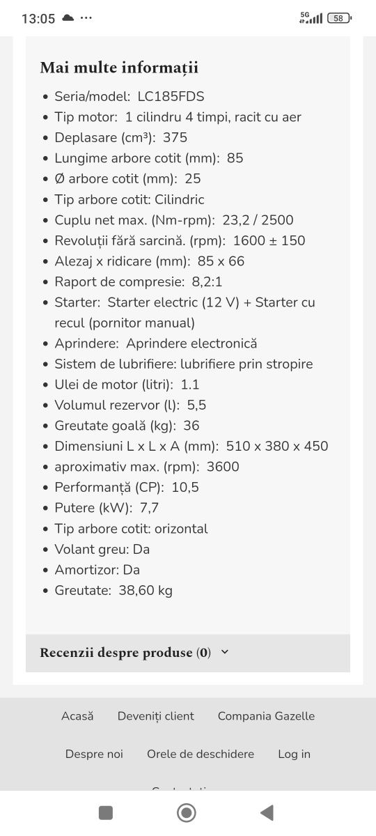 Motor 4 timpi 375 cc
