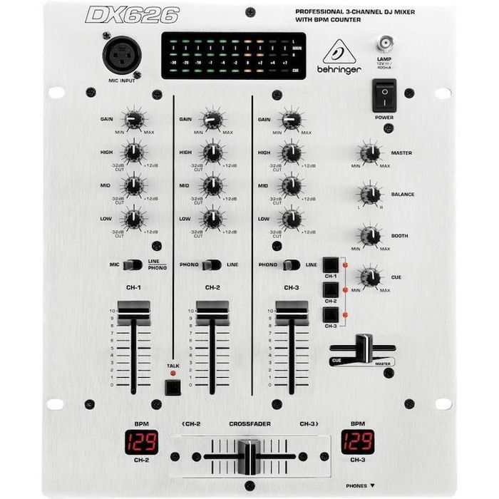 DJ миксер Behringer DX626, 3 канала, сив