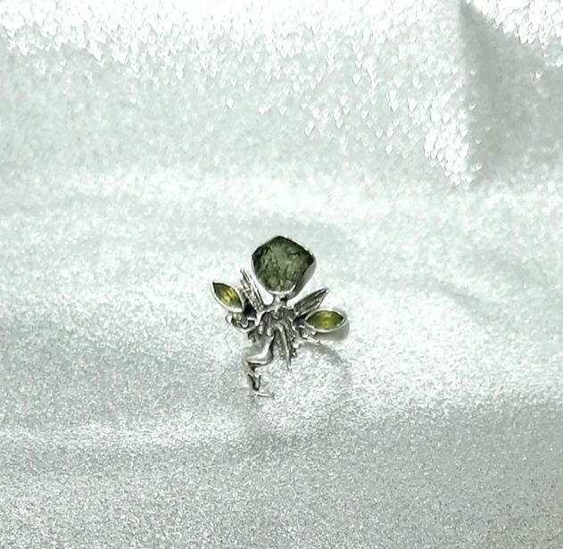 Inel argint deosebit cu moldavite si pandantiv acvamarin