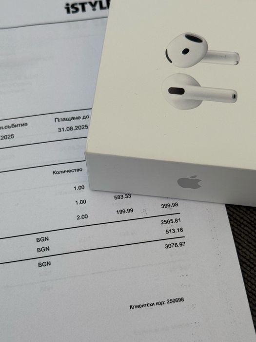 ЗАПЕЧАТАНИ Apple AirPods 4 iStyle Гаранция 2027 White / Бели