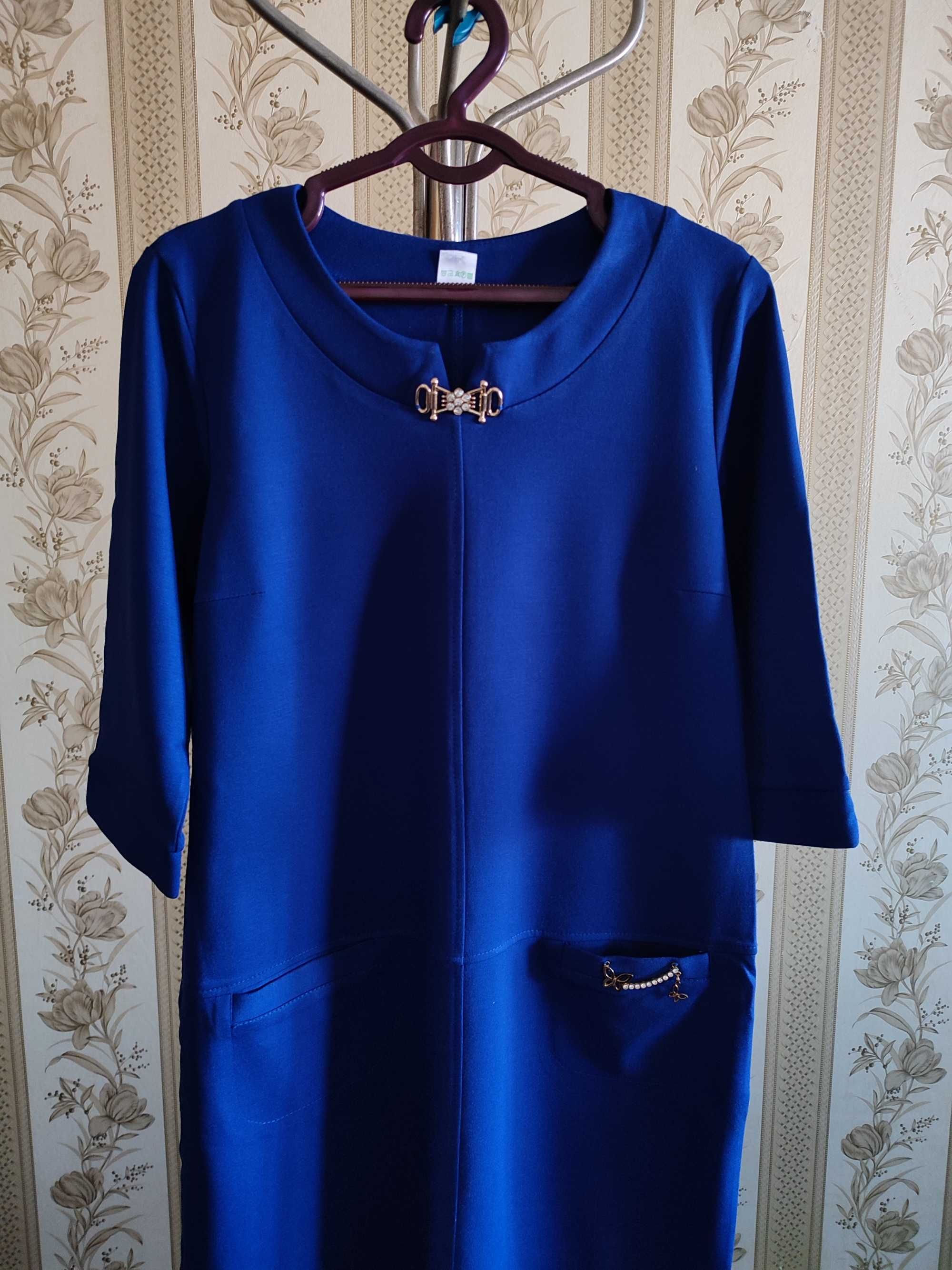 Женское синее платье 50-52 р, Ko'k ko'ylak