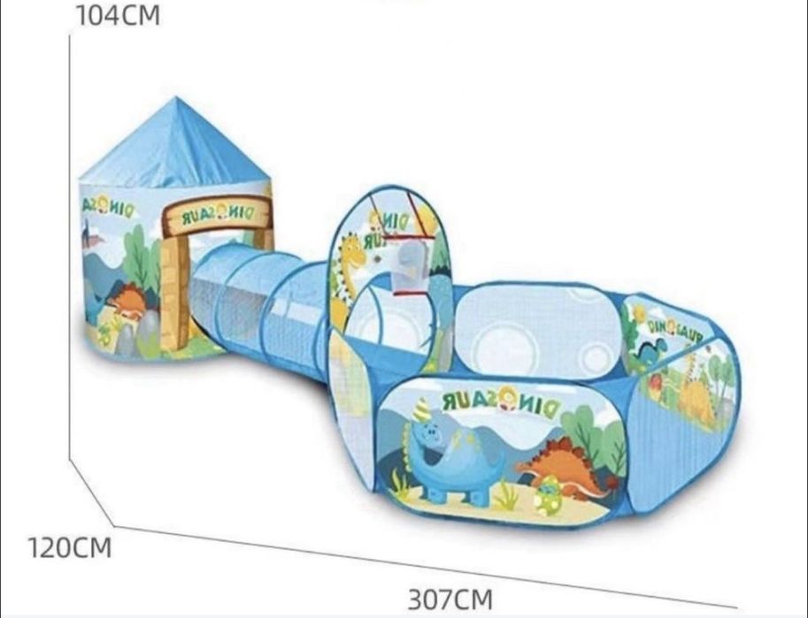 Детска палатка с тунел и басейн
300 х 100 х 120 см