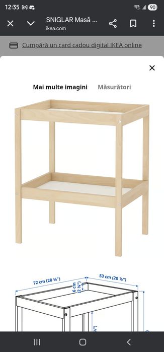 Vând masă de înfășat