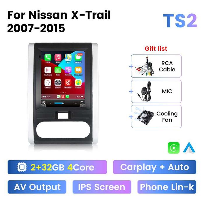 Navigatie Android TESLA Nissan T31 X Trail 2007 1/6Gb Ram Waze CarPlay