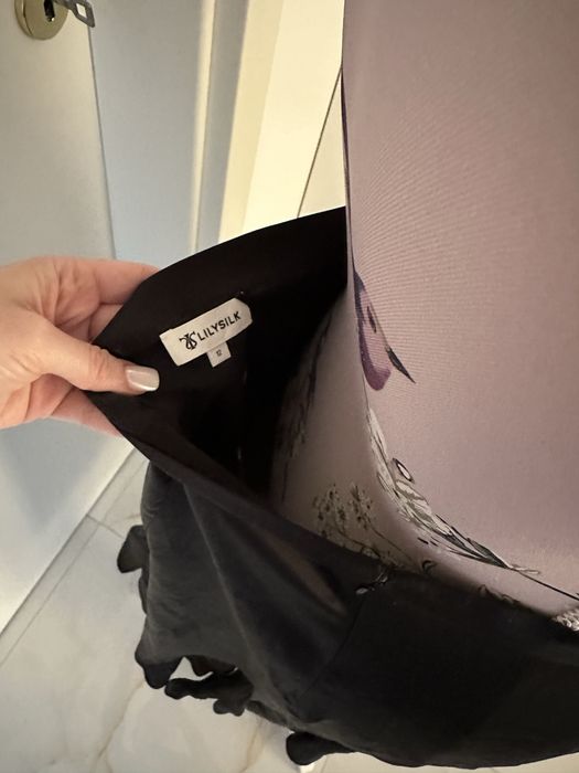 LilySilk Rochie neagră midi mătase naturală